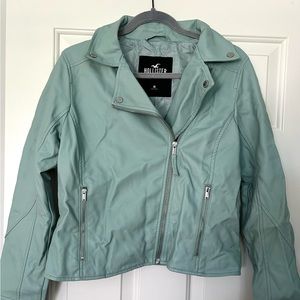 faux teal leather jacket